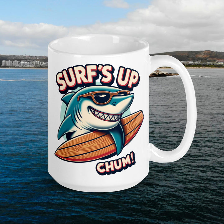 Surfs Up Chum Mug | white shark ocean | great white shark