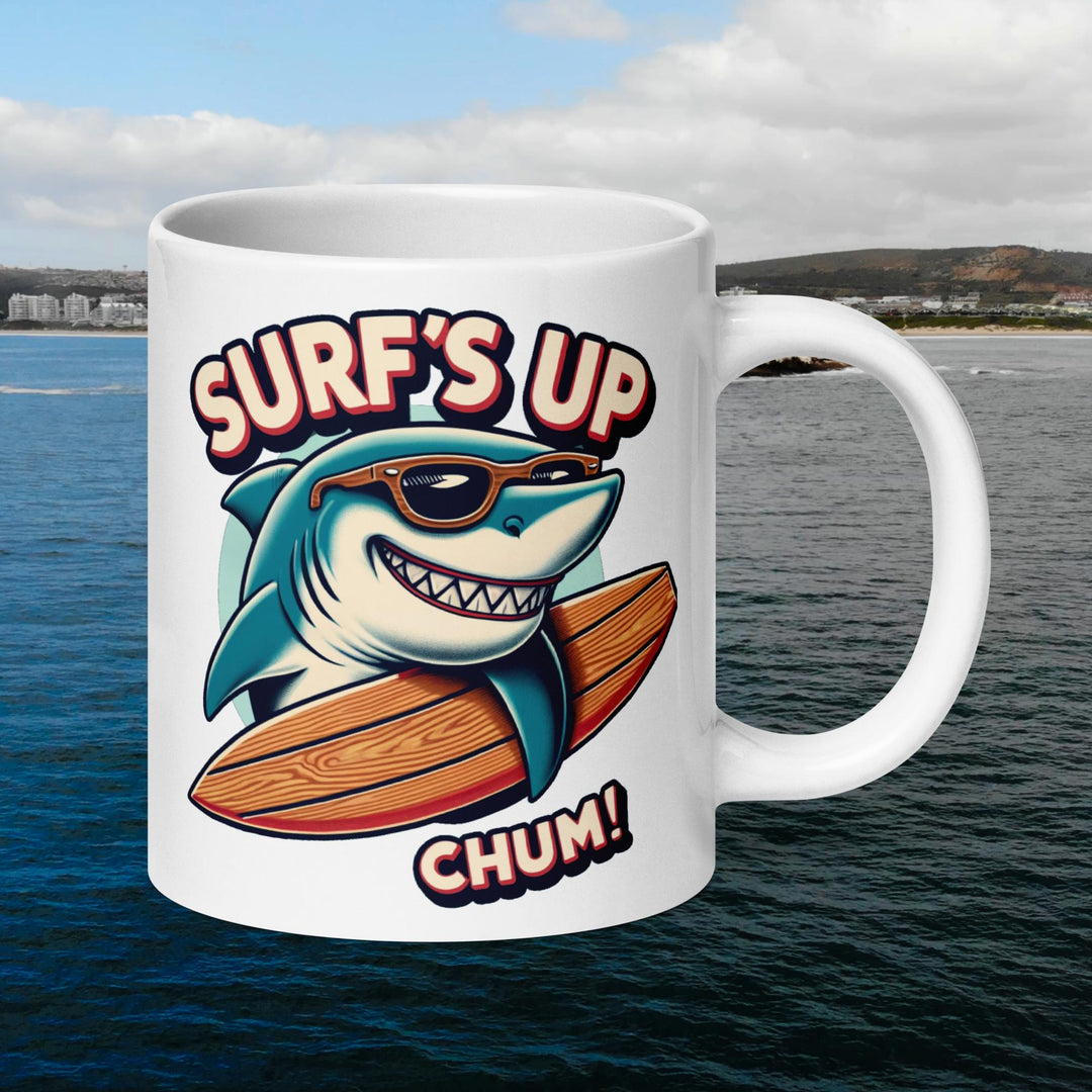 Surfs Up Chum Mug | white shark ocean | great white shark