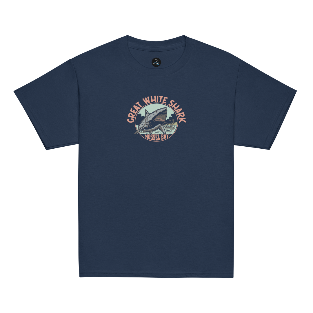 Kids T-Shirt: Great White Shark Mossel Bay Monoline Design