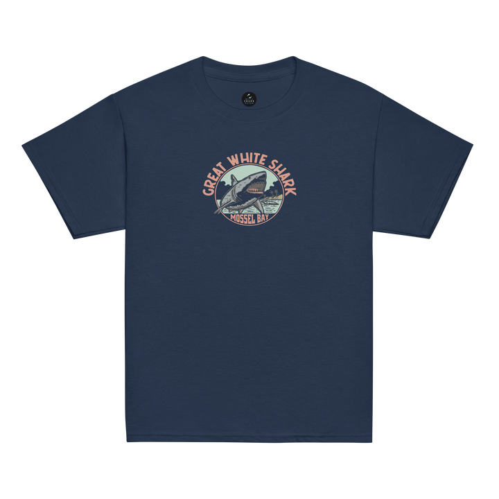 Kids T-Shirt: Great White Shark Mossel Bay Monoline Design
