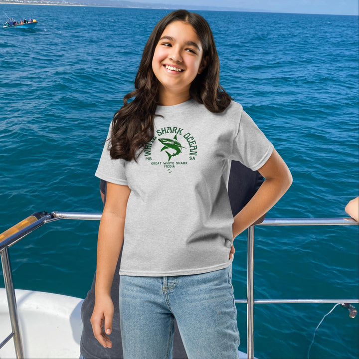 White Shark Ocean Great White Shark Media Kids T-shirt  | white shark ocean ! great white shark