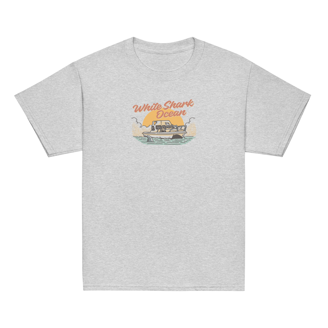 Kids T-Shirt - White Shark Ocean Cage Boat Design