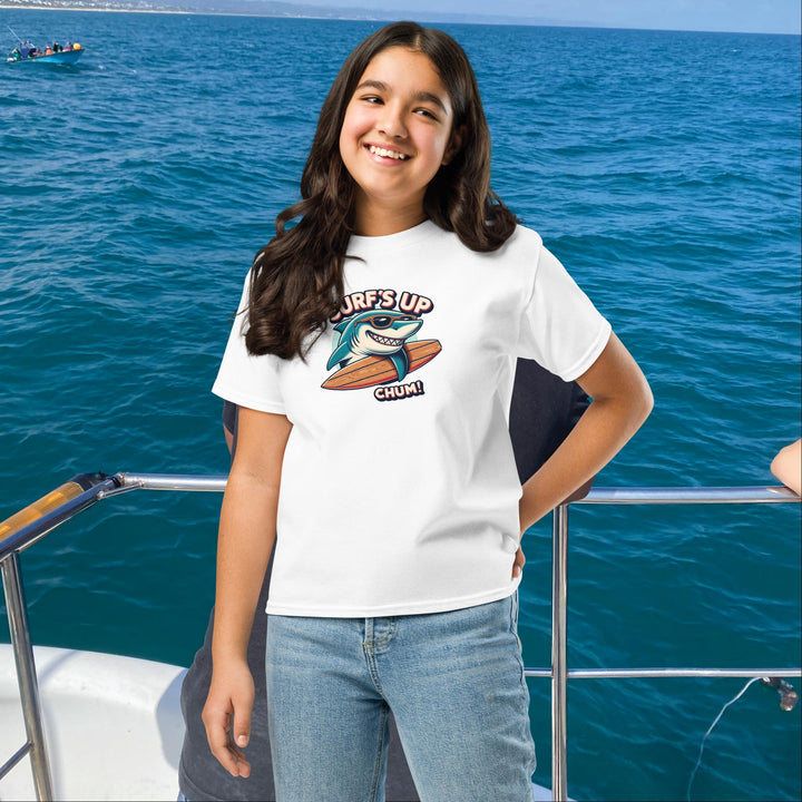 Kids "Surf’s Up, Chum!" T-Shirt | Great White Shark | White Shark Ocean