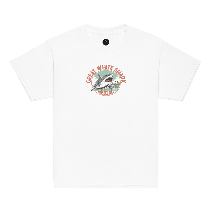 Kids T-Shirt: Great White Shark Mossel Bay Monoline Design