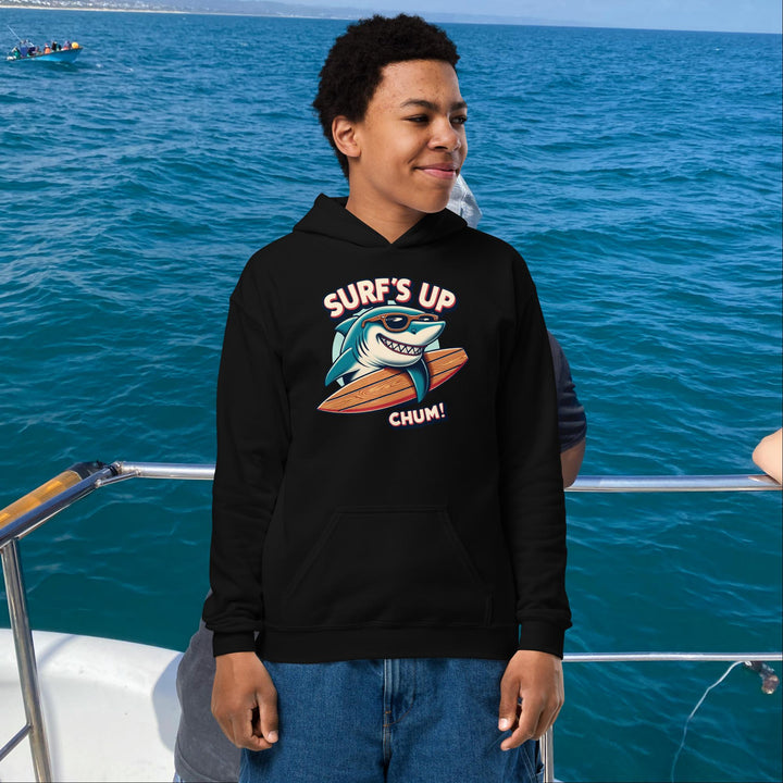 Kids Hoodie: "Surf’s Up, Chum!" | Great White Shark | White Shark Ocean