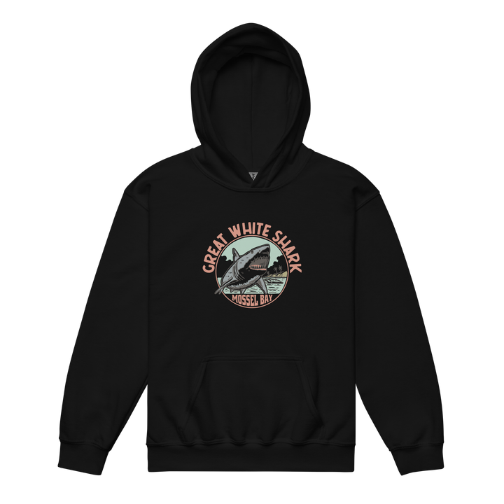 Kids Hoodie: Great White Shark Mossel Bay Monoline Design