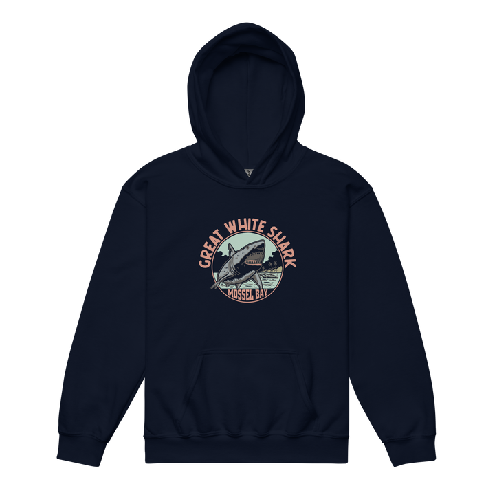 Kids Hoodie: Great White Shark Mossel Bay Monoline Design