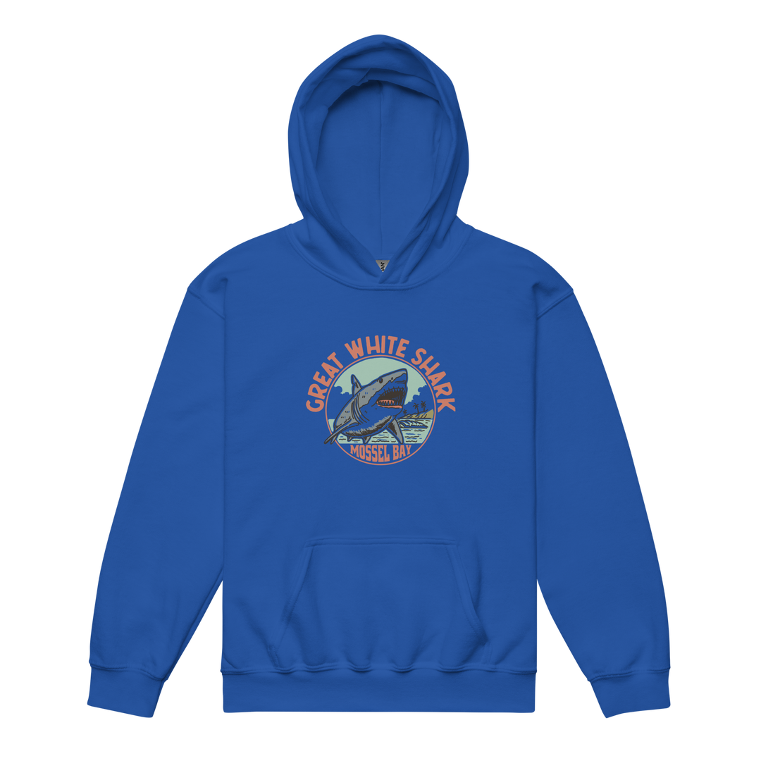 Kids Hoodie: Great White Shark Mossel Bay Monoline Design